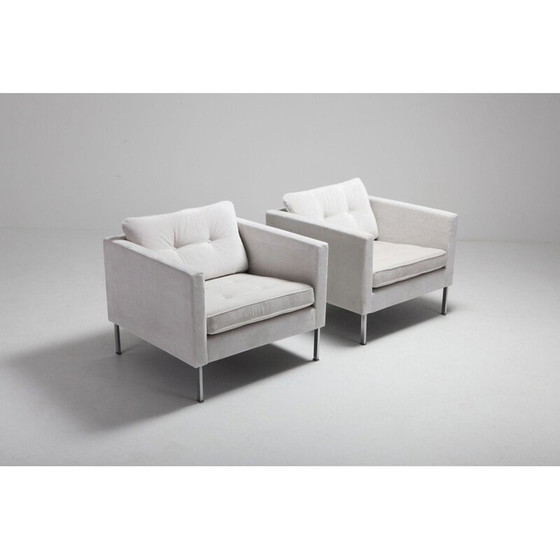 Image 1 of Paire de fauteuils vintage en velours blanc cassé par Pierre Paulin pour Artifort, Pays-Bas 1962