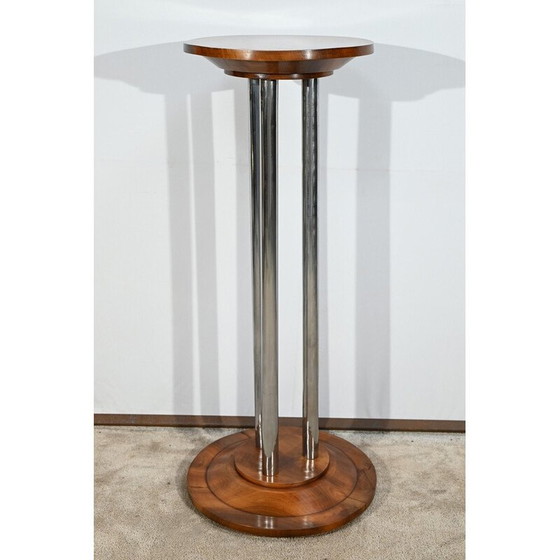 Image 1 of Support vintage en noyer et métal chromé, 1930