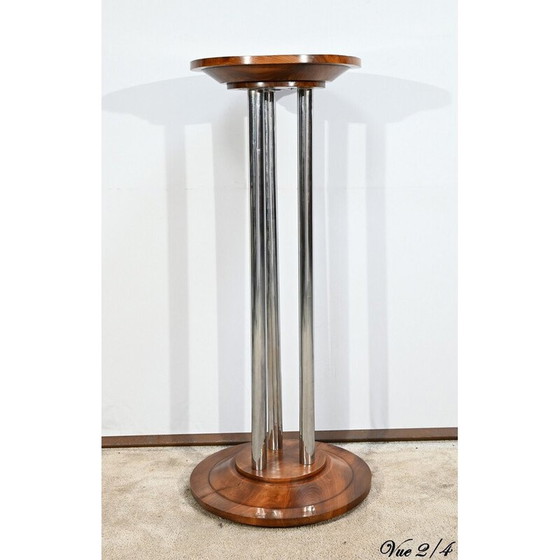 Image 1 of Support vintage en noyer et métal chromé, 1930