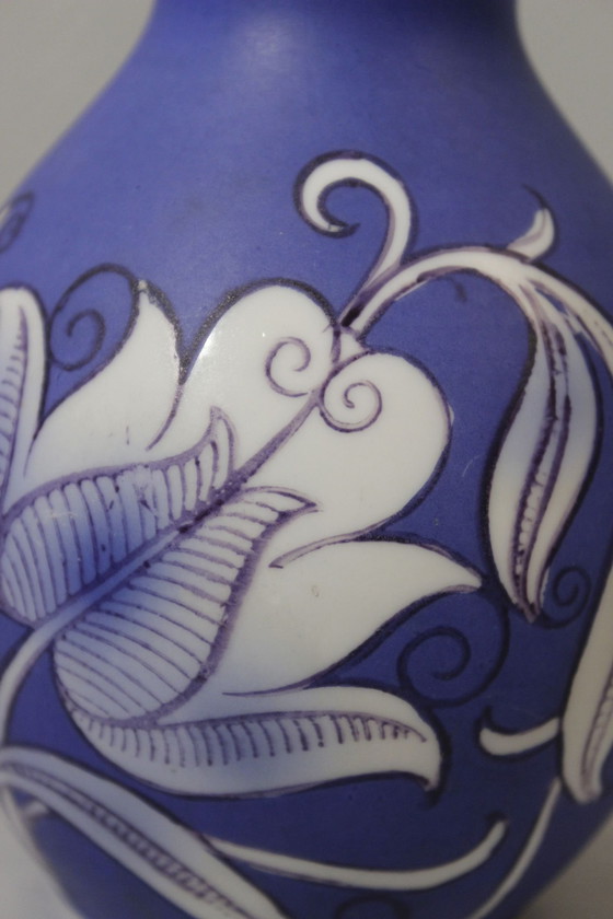 Image 1 of Hoyerswerda Glasbruk - Vase Art Nouveau Opaline Peinte Allemagne Circa 1920