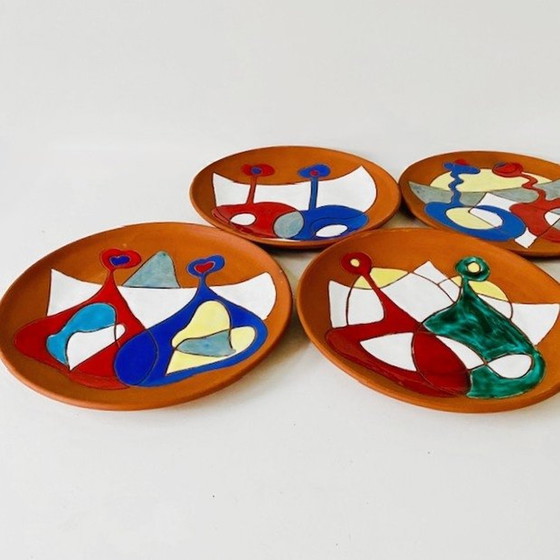 Image 1 of Ensemble d'assiettes espagnoles en terre cuite Alfereria Hernandez