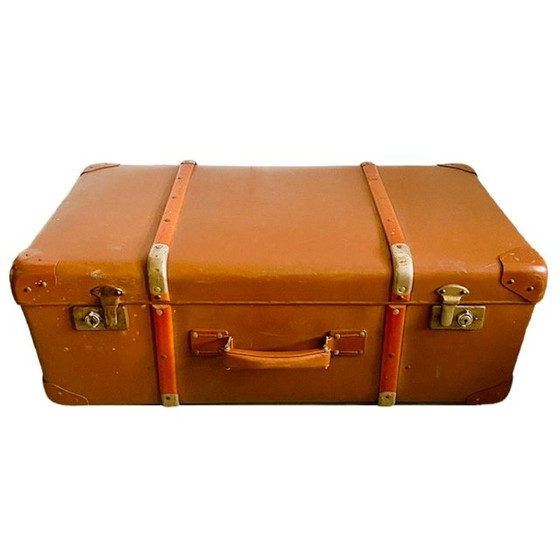 Image 1 of Malle de cabine vintage en cuir nubuck XL brocante