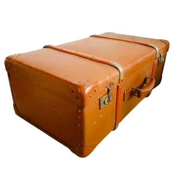 Image 1 of Malle de cabine vintage en cuir nubuck XL brocante