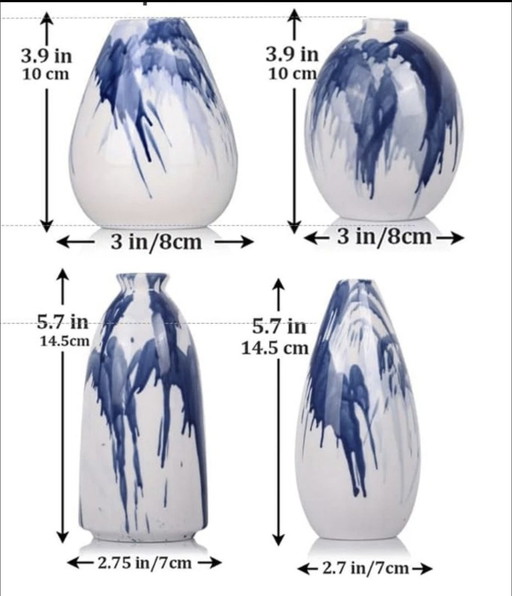 Vases À Bourgeons En Céramique Bleu Et Blanc