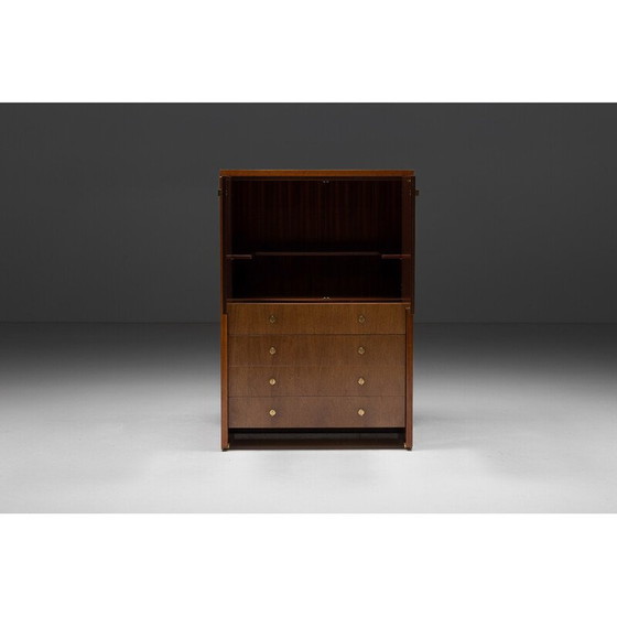 Image 1 of Armoire vintage en noyer et laiton par Pierre Balmain, France 1980