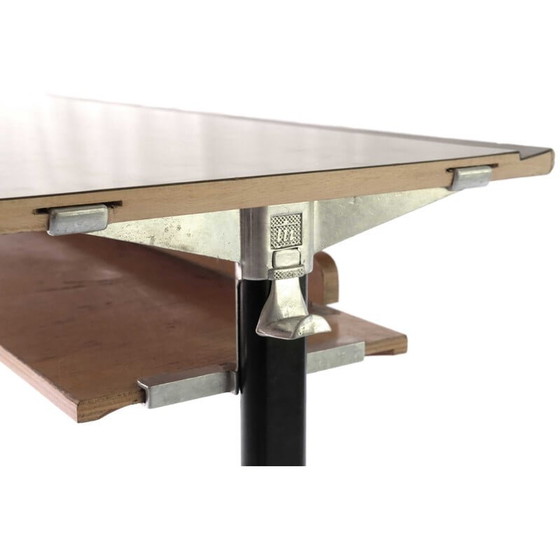 Image 1 of Bureau d'écolier vintage en bois, Italie 1970