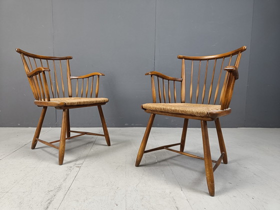 Image 1 of Wks 7 Fauteuils avec assise en osier Par Arno Lambrecht Pour Wk Möbel, Allemagne, 19