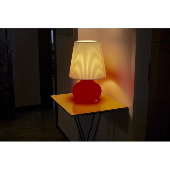 Image 1 of Lampe boule vintage en verre rouge par Vistosi pour Murano
