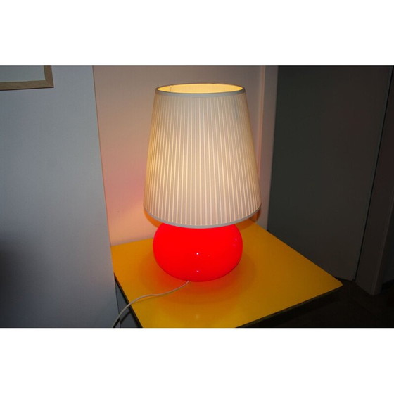 Image 1 of Lampe boule vintage en verre rouge par Vistosi pour Murano