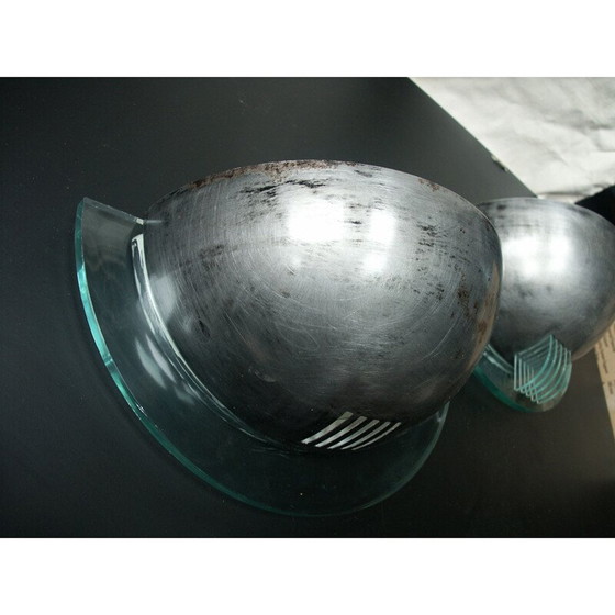 Image 1 of Paire d'appliques vintage en métal et plexiglas, 1970