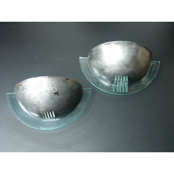 Image 1 of Paire d'appliques vintage en métal et plexiglas, 1970
