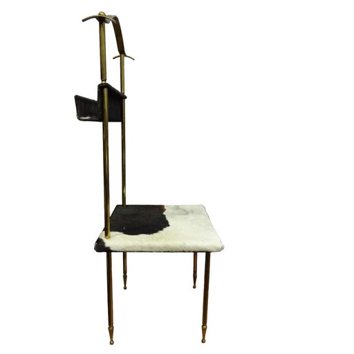 Valet de chambre vintage en laiton et cuir, 1960