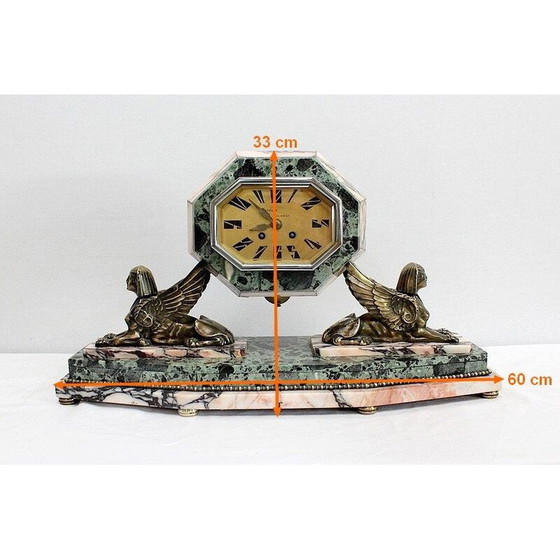 Image 1 of Cheminée vintage art déco en marbre et bronze, 1940