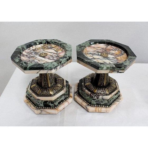 Image 1 of Cheminée vintage art déco en marbre et bronze, 1940