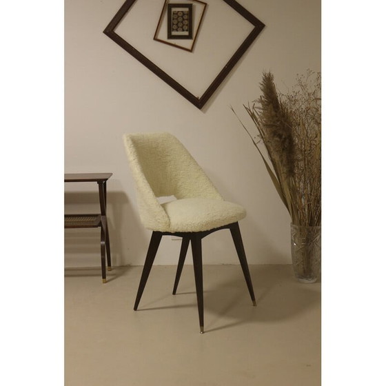 Image 1 of Chaise vintage en tissu à effet de fourrure, 1970
