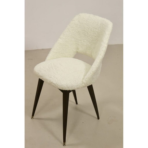 Chaise vintage en tissu à effet de fourrure, 1970