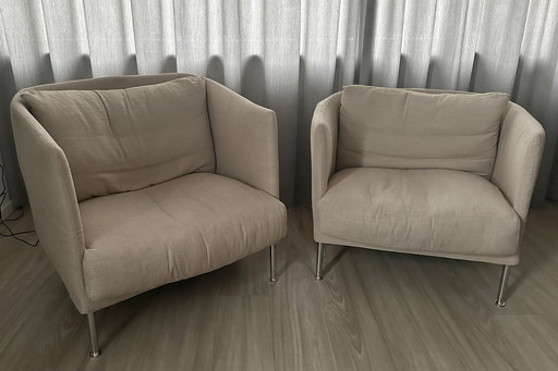 2x Living Divani Model Curve Fauteuils