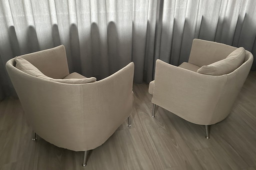 2x Living Divani Model Curve Fauteuils