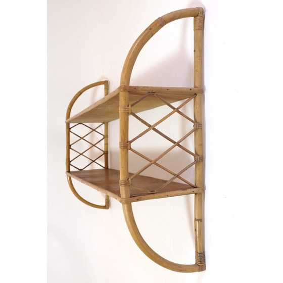 Image 1 of Etagère vintage en rotin à 2 niveaux, France 1960