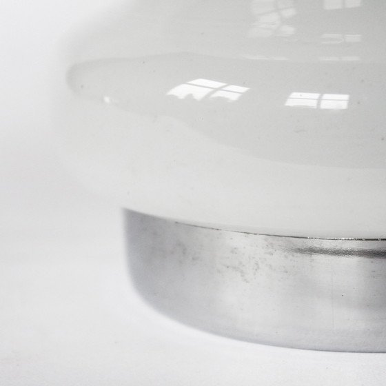Image 1 of Lampe champignon vintage italienne en verre chromé