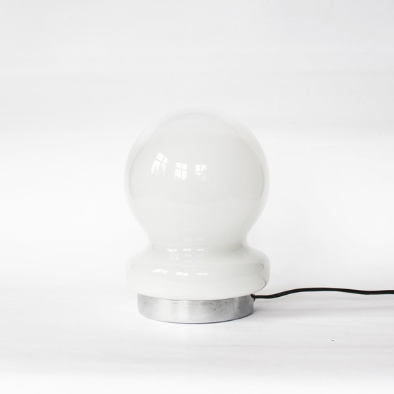 Image 1 of Lampe champignon vintage italienne en verre chromé