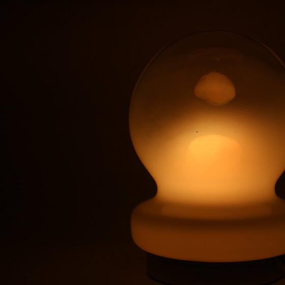 Image 1 of Lampe champignon vintage italienne en verre chromé