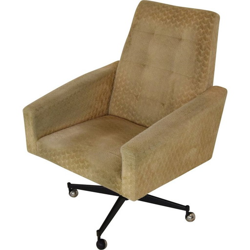 Fauteuil pivotant à roulettes, Mid Century, Tchécoslovaquie 1970