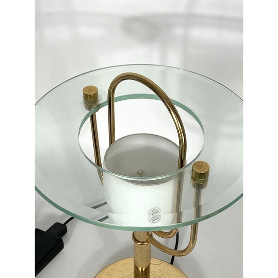 Image 1 of Lampe de table vintage en laiton et verre, 1970