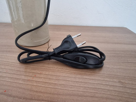 Image 1 of Lampe En Gres Abat Jour En Raphia Noir