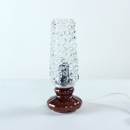 Lampe de table du milieu du siècle en céramique et verre, Tchécoslovaquie, années 1960