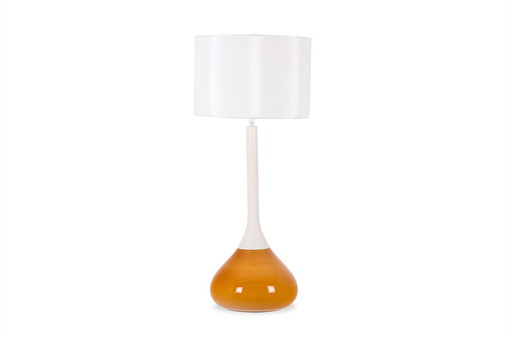 Lampe De Forme Bouteille En Métal Laqué Blanc Et Opaline. Années 1970.