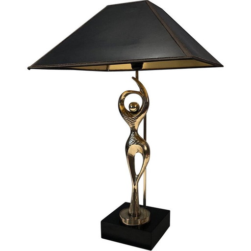 Lampe vintage en laiton représentant une danseuse stylisée, 1970