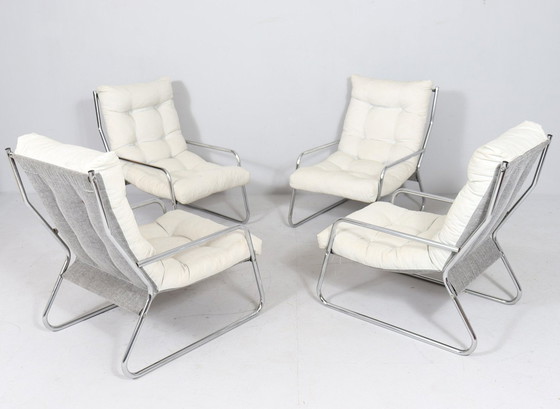 Image 1 of 4x Mid Century Piétement Cantilever/Fauteuil Par Gillis