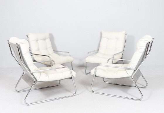 Image 1 of 4x Mid Century Piétement Cantilever/Fauteuil Par Gillis