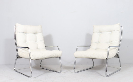 Image 1 of 4x Mid Century Piétement Cantilever/Fauteuil Par Gillis