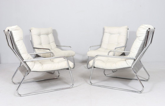 Image 1 of 4x Mid Century Piétement Cantilever/Fauteuil Par Gillis