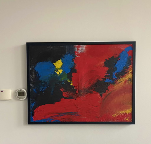 Almee Rouge Bleu Noir Peinture Acrylique Dim 80X 60 Cm