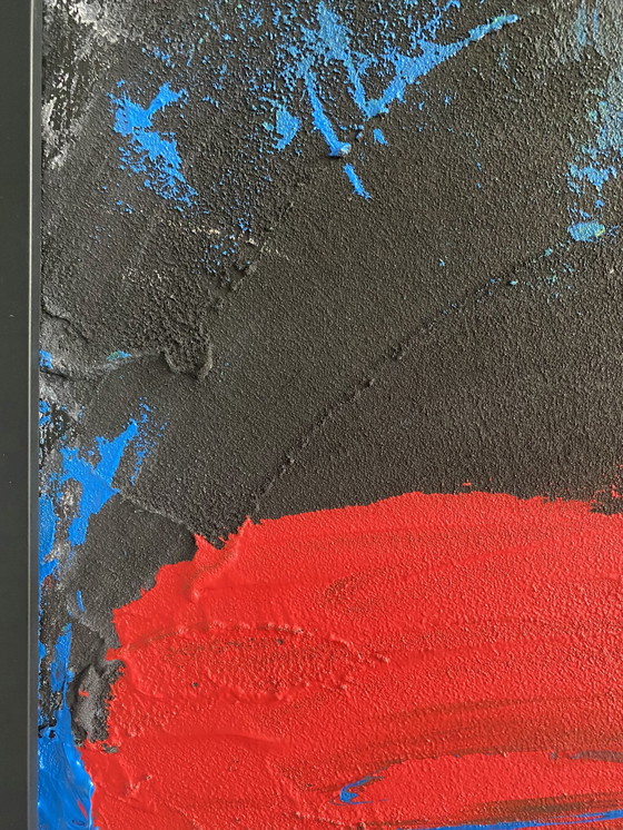 Image 1 of Almee Rouge Bleu Noir Peinture Acrylique Dim 80X 60 Cm