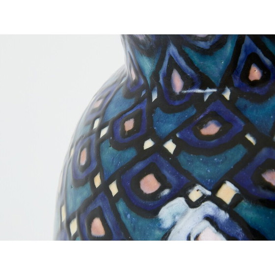 Image 1 of Vase vintage en céramique émaillée Art Déco par Paul Jacquet, France 1930