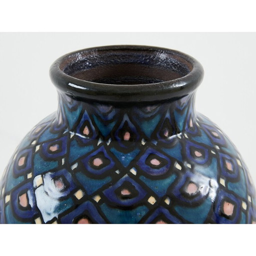 Vase vintage en céramique émaillée Art Déco par Paul Jacquet, France 1930