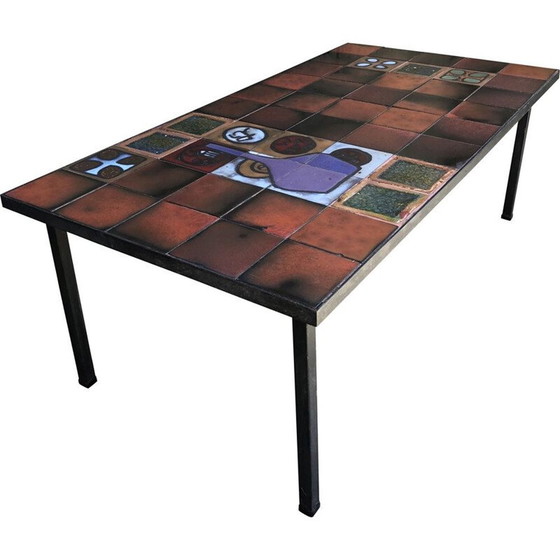 Image 1 of Table basse vintage en céramique et métal, 1960