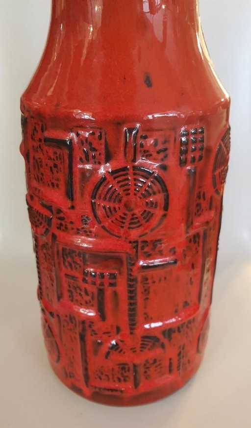 Vase rouge de Bodo Mans pour Bay Keramik, années 1960