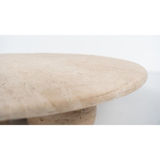 Image 1 of Table basse ronde vintage en travertin, Italie