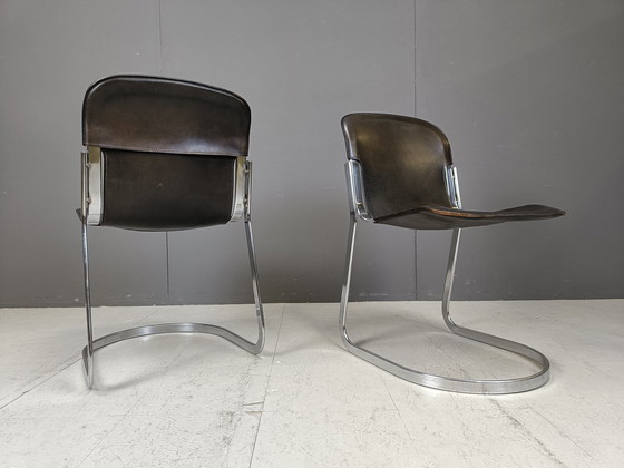 Image 1 of Ensemble de 6 chaises de salle à manger italiennes à piétement luge par Cidue, 1970S