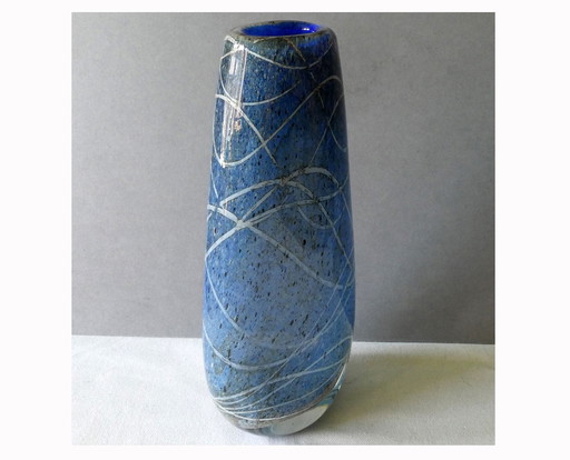 Vase design, lourd, verre épais, années 1980, fabricant inconnu