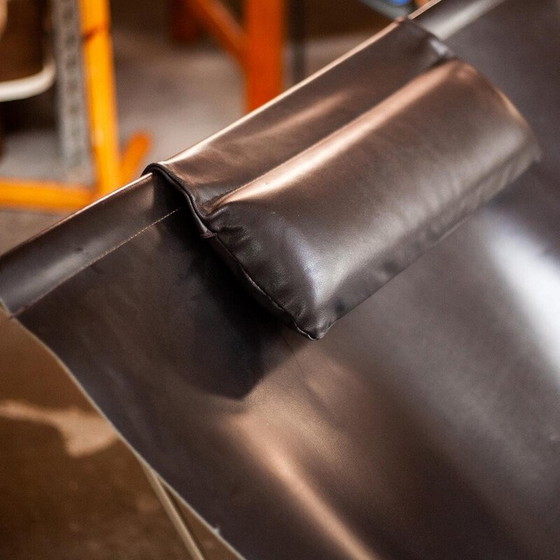 Image 1 of Chaise Vintage "Semana" en cuir noir et acier par David Weeks pour Habitat Uk, 1990