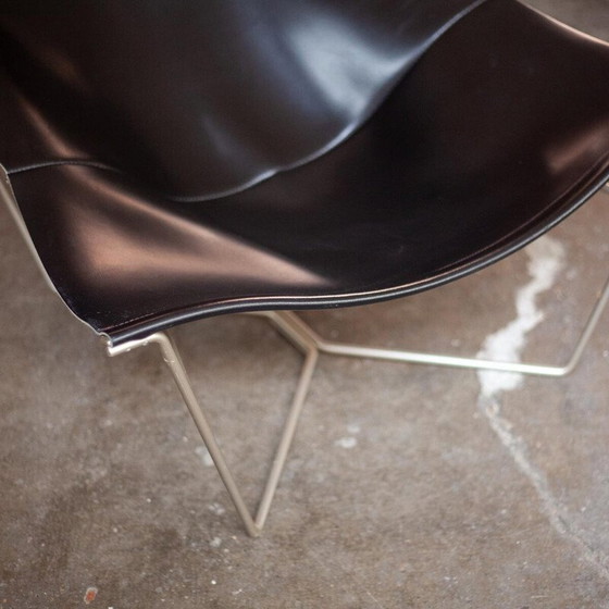 Image 1 of Chaise Vintage "Semana" en cuir noir et acier par David Weeks pour Habitat Uk, 1990