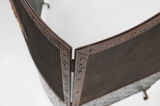 Image 1 of Ecran de cheminée en fer forgé Art Déco à 3 panneaux