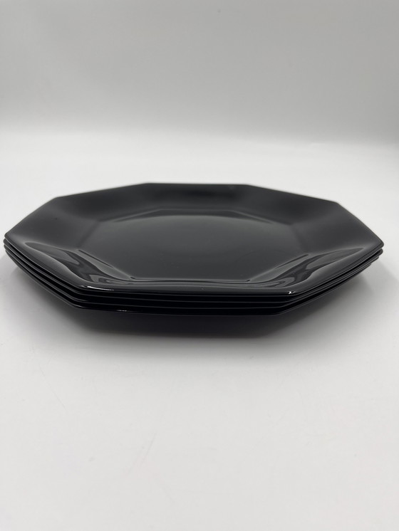Image 1 of Lot De 4 Assiettes Plates Noir
