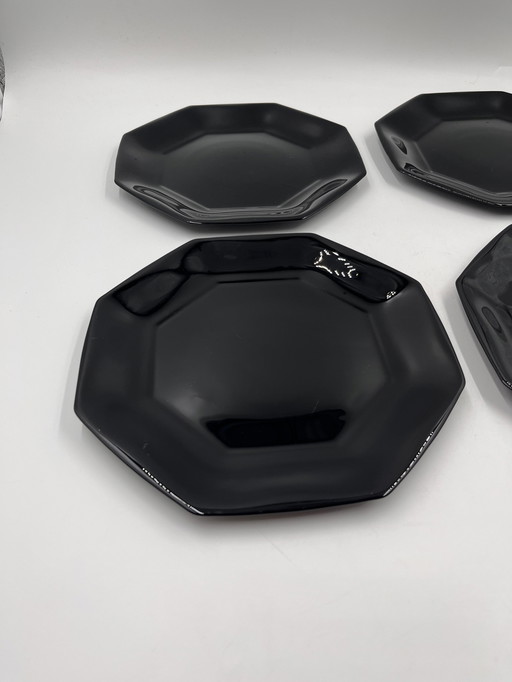 Lot De 4 Assiettes Plates Noir